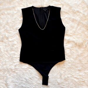 Cache Black V-Neck Bodysuit